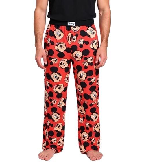 RE:COVERED X Disney Mickey Mouse Lounge Pants Men's Pajama Pants with Mickey Mouse Print, Cotton Pajama Pants, RCDIF2103 Red