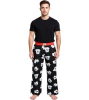 RE:COVERED X Disney Mickey Mouse Lounge Pants Men's Pajama Pants with Mickey Mouse Print, Cotton Pajama Pants, RCDIF2106, Black/White