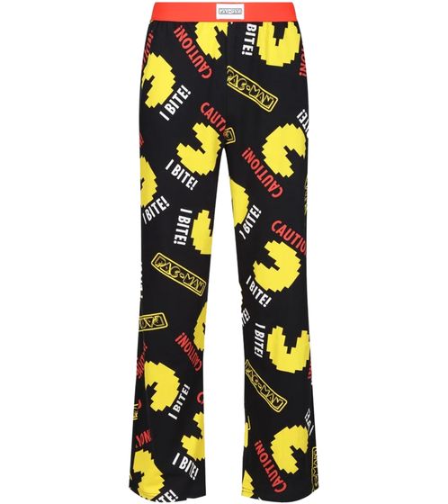 RE:COVERED X Pac-Man Caution I Bite Loungepants Herren Schlafanzug-Hose mit Pac-Man Allover-Print Pyjama-Hose RCPCM401 Schwarz/Gelb