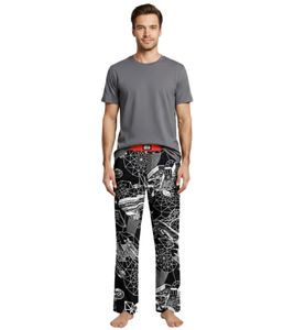RE: COVERED X Star Wars™ Men's Pyjama Pants Lounge Pants with Spaceship Print Cotton Pyjama Pants Model RCDIF2107 Black/White