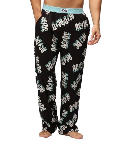 RE:COVERED X ACDC Loungepants Herren Schlafanzug-Hose mit ACDC Allover-Print Pyjama-Hose RCPER922 Schwarz