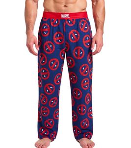 RE:COVERED X MARVEL Deadpool Icon Repeat Lounge Pants Men's Deadpool Print Pajama Pants PCMARV504 Navy/Red
