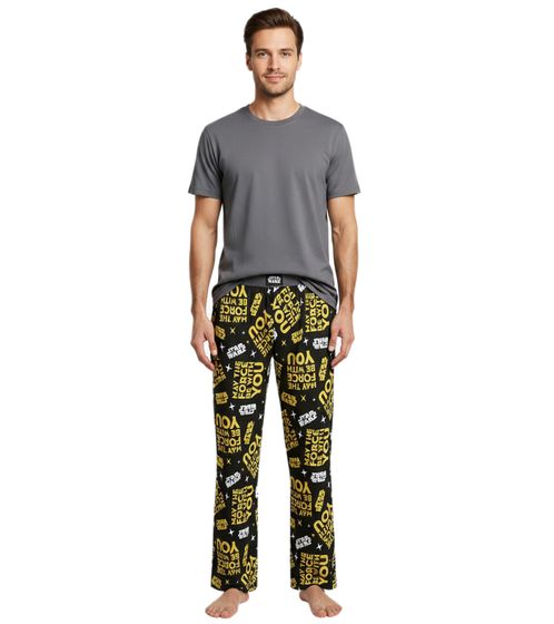 RE:COVERED X Star Wars Men's Pyjama Pants with "The Force Be With You" Print Lounge Pants PCSTW1828 Black/Yellow