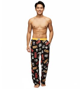 RE:COVERED X KISS Lounge Pants Men's Pajama Pants with KISS Logo, Cotton Pajama Pants, RCEPIC347 Black