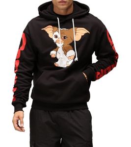 RE:COVERED X Gremlins Herren Kapuzen-Pullover mit Gremlins-Patch Baumwoll-Hoody Langarm-Shirt RCWARN558 Schwarz
