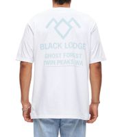 RE:COVERED X Twin Peaks Men's T-Shirt with Large Front Print, Cotton Shirt, Short-Sleeved Shirt, RCVCM692 White