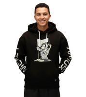 RE:COVERED X Disney Men's Hoodie with Mickey Mouse Print, Cotton Hoodie, Long-Sleeved Shirt, RCDIF2049, Black