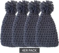 Confezione da 4 copriuova a forma di cappello con pompon, 14 x 7 cm, utensili da cucina, 913860 Grigio