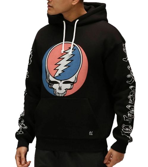 RE:COVERED X Grateful Dead Men's Hoodie with Band Logo Print, Cotton Hoodie, Long-Sleeved Shirt, RCWBROS170, Black