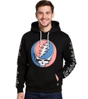RE:COVERED X Grateful Dead Men's Hoodie with Band Logo Print, Cotton Hoodie, Long-Sleeved Shirt, RCWBROS170, Black