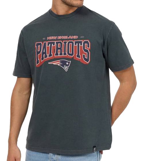 RE:COVERED X NFL New England Patriots Men's T-Shirt with Logo Print, Cotton Crew Neck, MMNFL1207 Gray