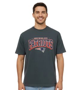 RE:COVERED X NFL New England Patriots Herren T-Shirt mit Logo-Print Baumwoll-Shirt Rundhals-Shirt MMNFL1207 Grau