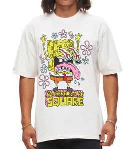 RE:COVERED X Nickelodeon Men's T-Shirt SpongeBob SquarePants Cotton Crew Neck RCVCM686 Ecru-White