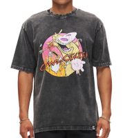 RE:COVERED X Cartoon Network Men's T-Shirt with Cow & Chicken Print, Cotton Crew Neck, RCWARN754 Gray