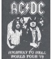 RE:COVERED X ACDC Men's T-Shirt Highway to Hell World Tour Cotton Shirt with Large Print Crew Neck Shirt MMPER863 Gray