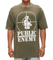RE:COVERED X PUBLIC ENEMY Men's T-Shirt, Cotton Shirt with Large Print, Crew Neck, RCBVD3836 Khaki