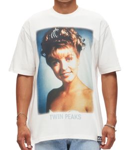 RE:COVERED X Twin Peaks Men's T-Shirt Laura Palmer Photo Print Cotton Shirt Short-Sleeve Shirt RCVCM691 Ecru-White
