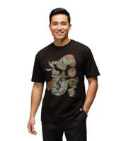 RE:COVERED X LOONEY TUNES Men's T-Shirt with Space Jam Print, Cotton Crew Neck, RCWARN550, Black