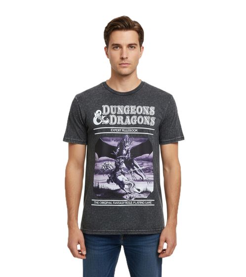 RE:COVERED X DUNGEONS & DRAGONS Men's T-Shirt Expert Rulebook Cotton Crew Neck RCHAS168 Black/Gray