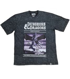 RE:COVERED X DUNGEONS & DRAGONS Men's T-Shirt Expert Rulebook Cotton Crew Neck RCHAS168 Black/Gray