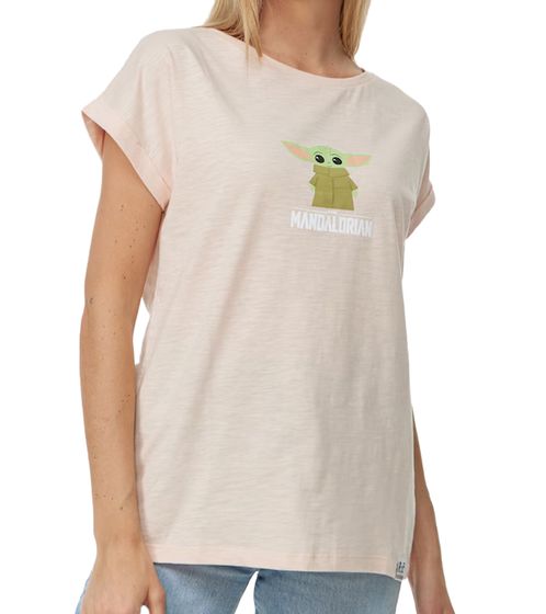 RE:COVERED X STAR WARS Damen T-Shirt mit Mandalorian-Print Baumwoll-Shirt MMSTW2418 Apricot