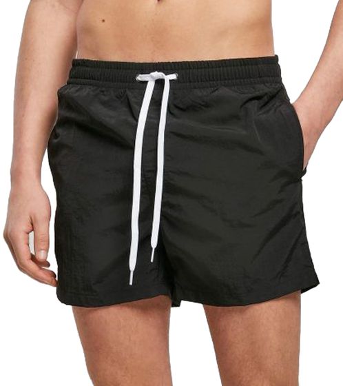 DEF MERCH Men's Swim Shorts, Summer Shorts with Pockets and Inner Brief, Swimwear BY050 Black