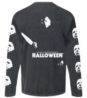 RE:COVERED X Studio Canal Halloween Herren Langarm-Shirt mit Vintage-Print Baumwoll-Longsleeve Pullover RCSTC116 verwaschenes Schwarz