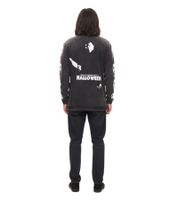 Pull Halloween homme manches longues en coton imprimé vintage RE:COVERED X Studio Canal, noir délavé RCSTC116