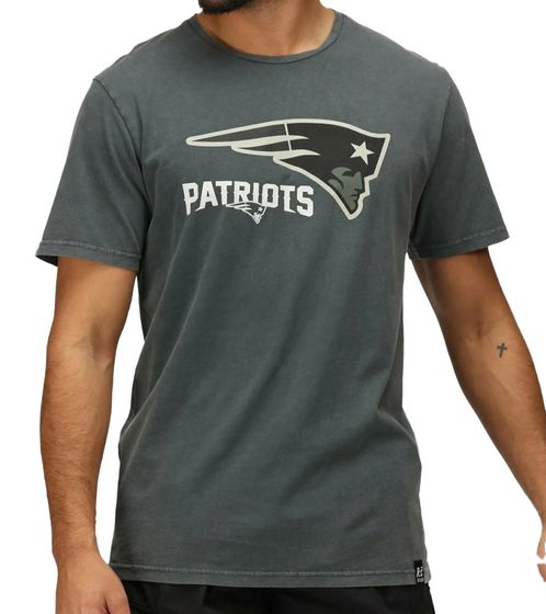 RE:COVERED X NFL New England Patriots Men's T-Shirt with Logo Print, Cotton Crew Neck, RCNFL1317F Gray