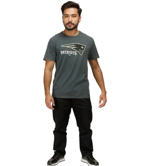 T-shirt homme RE:COVERED X NFL New England Patriots avec logo imprimé, col rond en coton, gris, RCNFL1317F