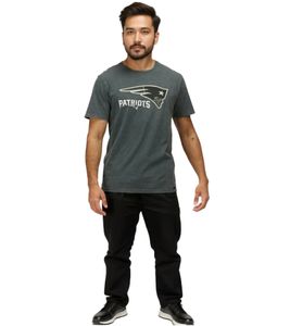 RE:COVERED X NFL New England Patriots Men's T-Shirt with Logo Print, Cotton Crew Neck, RCNFL1317F Gray RE:COVERED X NFL New England Patriots Men's T-Shirt with Logo Print, Cotton Crew Neck, RCNFL1317F Gray
