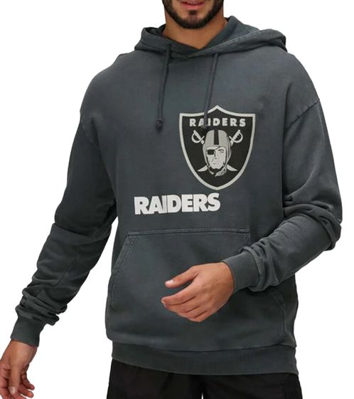 RE:COVERED X NFL Las Vegas Raiders Men's Hoodie with Logo Lettering, Cotton Hoodie, RCNFL1318G, Gray