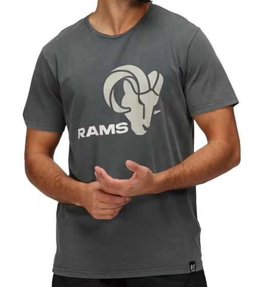 RE:COVERED X NFL Los Angeles Rams Men's T-Shirt with Logo Print, Cotton Crew Neck, RCNFL1317H Gray