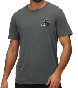 T-shirt da uomo RE:COVERED X NFL Baltimore Ravens con casco da football, girocollo in cotone, RCNFL1315I Grigio