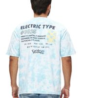 T-shirt homme RE:COVERED X Pokémon avec imprimé Pikachu, col rond en coton, bleu, RCPOK216