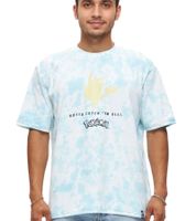 T-shirt homme RE:COVERED X Pokémon avec imprimé Pikachu, col rond en coton, bleu, RCPOK216
