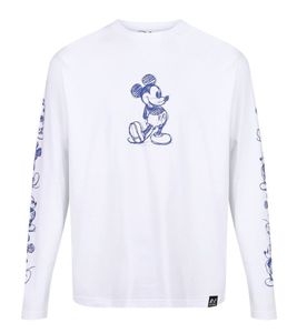RE:COVERED X Disney Maglione unisex a maniche lunghe in cotone con stampa Topolino RCDIF2050 Bianco