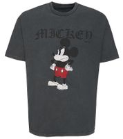 RE:COVERED X Disney Men's T-Shirt with Grumpy Mickey Print, Cotton Crew Neck, MMDIS2690B Gray