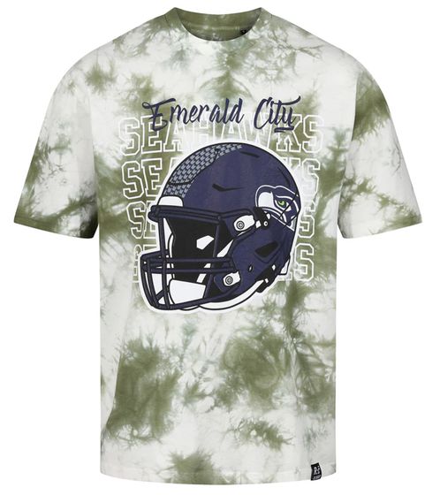 RE:COVERED X NFL Seattle Seahawks Herren T-Shirt mit Logo-Print Baumwoll-Shirt Rundhals-Shirt RCNFL1389 Grün