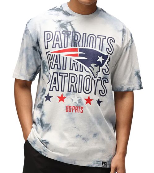RE:COVERED X NFL Men's T-Shirt with New England Patriots Print, Cotton Crew Neck, RCNFL1382 Blue
