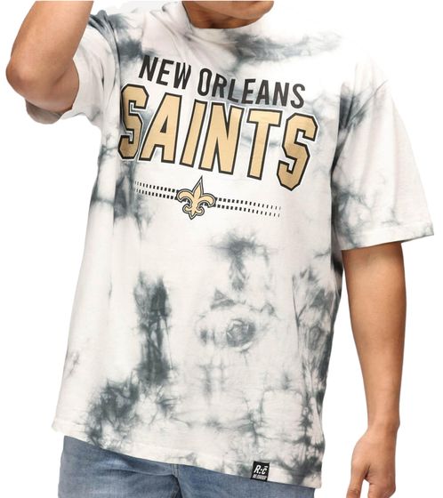 RE:COVERED X NFL Men's T-Shirt New Orleans Saints Logo Lettering Cotton Shirt Crew Neck Shirt RCNFL1395 Gray