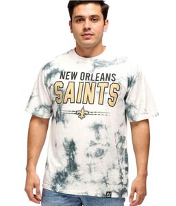 RE:COVERED X NFL Men's T-Shirt New Orleans Saints Logo Lettering Cotton Shirt Crew Neck Shirt RCNFL1395 Gray