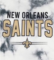 Camiseta RE:COVERED X NFL para hombre, de algodón, con letras del logo de los New Orleans Saints y cuello redondo, RCNFL1395, gris