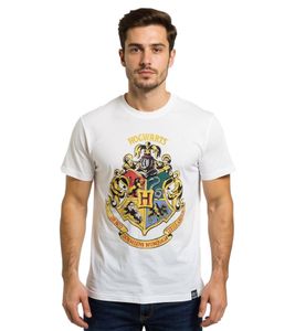 RE:COVERED X Harry Potter Men's T-Shirt Hogwarts House Crest Cotton Shirt RCWIZ559 Ecru-White