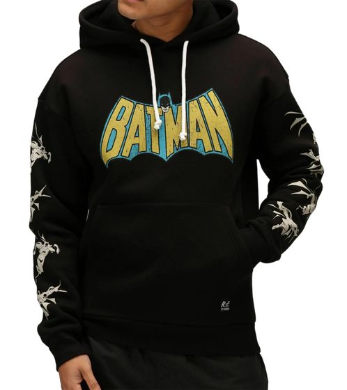 RE:COVERED X DC Men's Hoodie with BATMAN Logo, Cotton Hoodie, Long-Sleeved Shirt, RCWARN554, Black