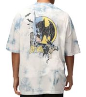 T-shirt homme RE:COVERED X DC Batman en coton fendu, motif tie-dye, col rond, RCWARN553 Gris