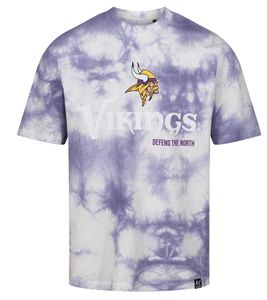 T-shirt da uomo RE:COVERED X NFL con logo dei Minnesota Vikings, girocollo in cotone, RCNFL1390 Bianco/viola