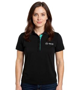 Mercedes-Benz AMG Petronas F1 MAPF1 Women's Polo Shirt, Cotton Polo Shirt with Team Logos and Color Accents, Short-Sleeved Shirt, 701227044 001 Black Mercedes-Benz AMG Petronas F1 MAPF1 Women's Polo Shirt, Cotton Polo Shirt with Team Logos and Color Accents, Short-Sleeved Shirt, 701227044 001 Black