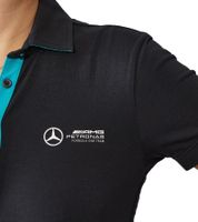 Mercedes-Benz AMG Petronas F1 MAPF1 Women's Polo Shirt, Cotton Polo Shirt with Team Logos and Color Accents, Short-Sleeved Shirt, 701227044 001 Black