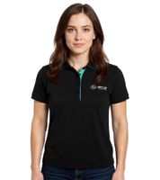 Mercedes-Benz AMG Petronas F1 MAPF1 Women's Polo Shirt, Cotton Polo Shirt with Team Logos and Color Accents, Short-Sleeved Shirt, 701227044 001 Black